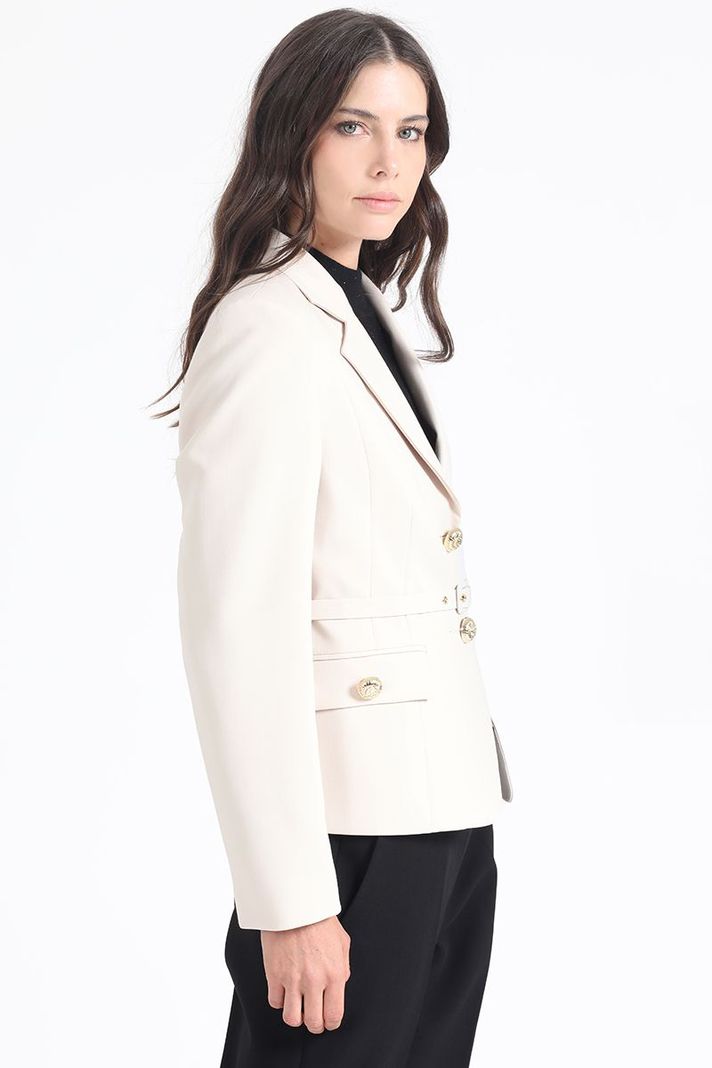 Blazer Entallado Con Cinturon, Crudo Liola-3