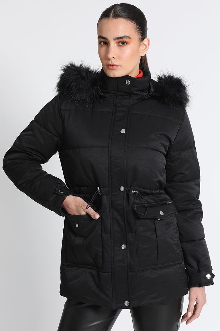 Parka Con Capuchón Negro Liola-0