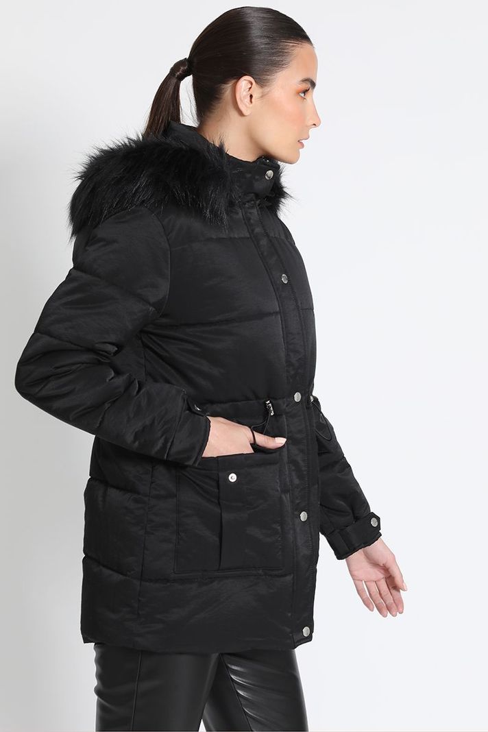 Parka Con Capuchón Negro Liola-1