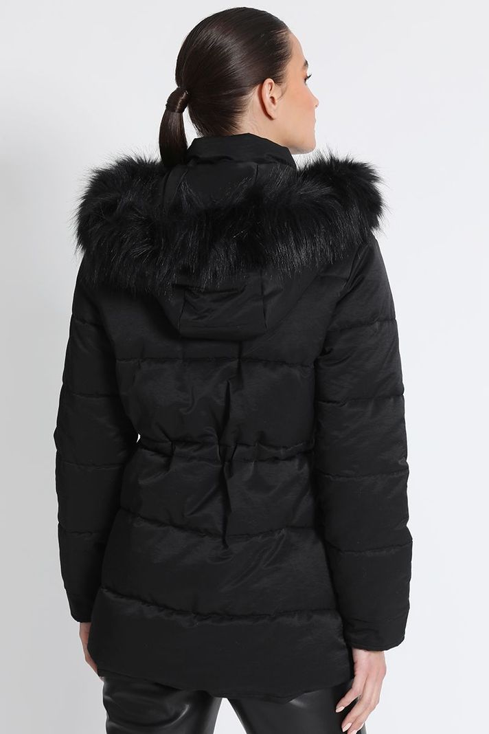 Parka Con Capuchón Negro Liola-2