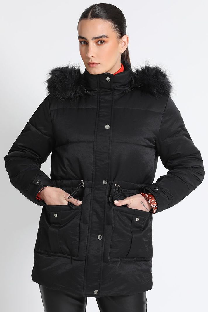 Parka Con Capuchón Negro Liola-3