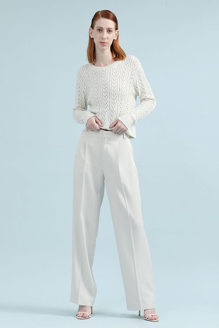 Pantalon Recto Tiro Alto Con Pinza, Crudo Liola-2