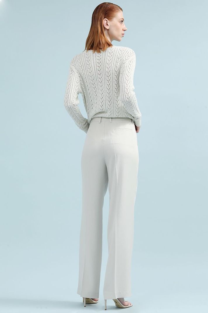 Pantalon Recto Tiro Alto Con Pinza, Crudo Liola-3