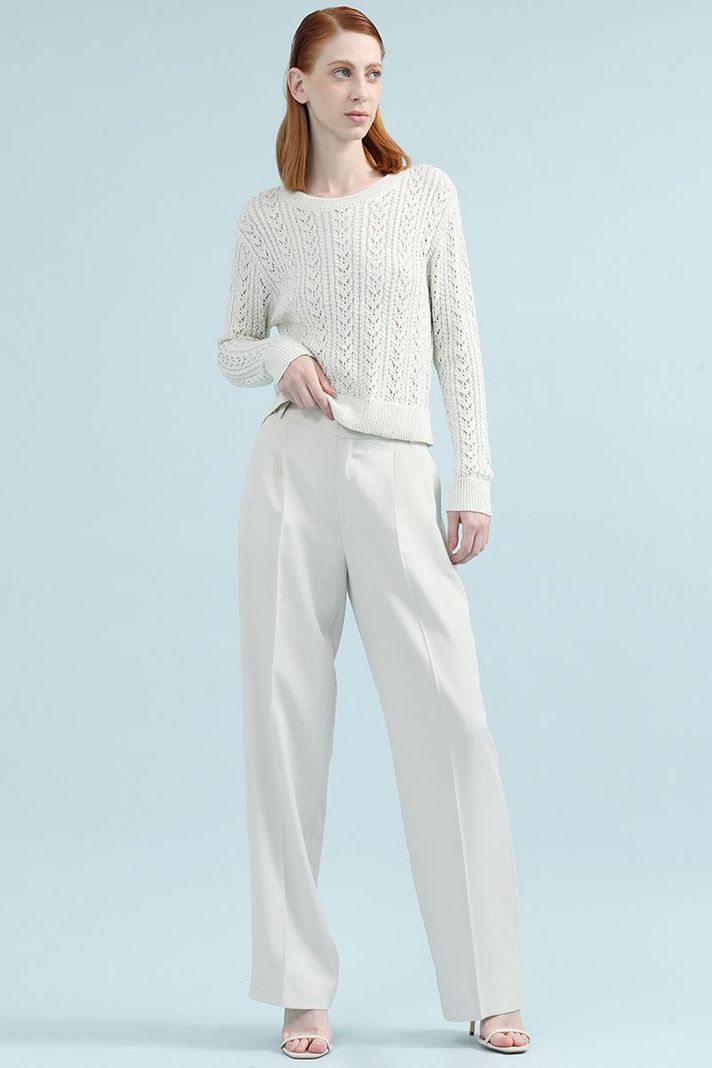 Pantalon Recto Tiro Alto Con Pinza, Crudo Liola-5