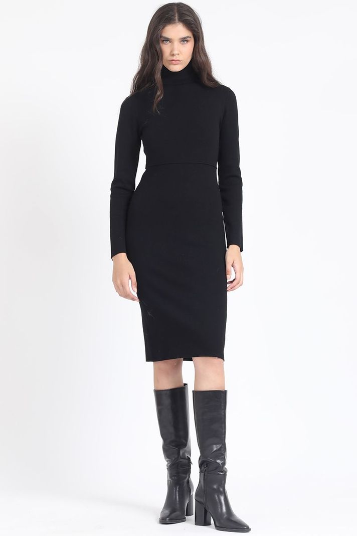 Vestido Midi Punto, Negro Liola-1