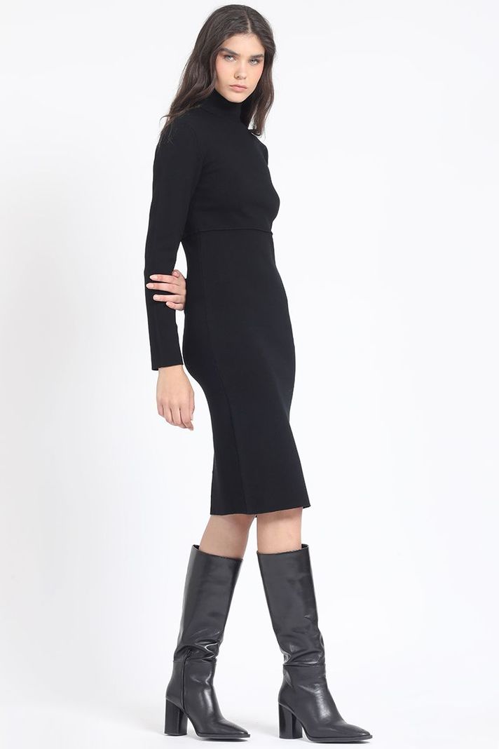 Vestido Midi Punto, Negro Liola-2