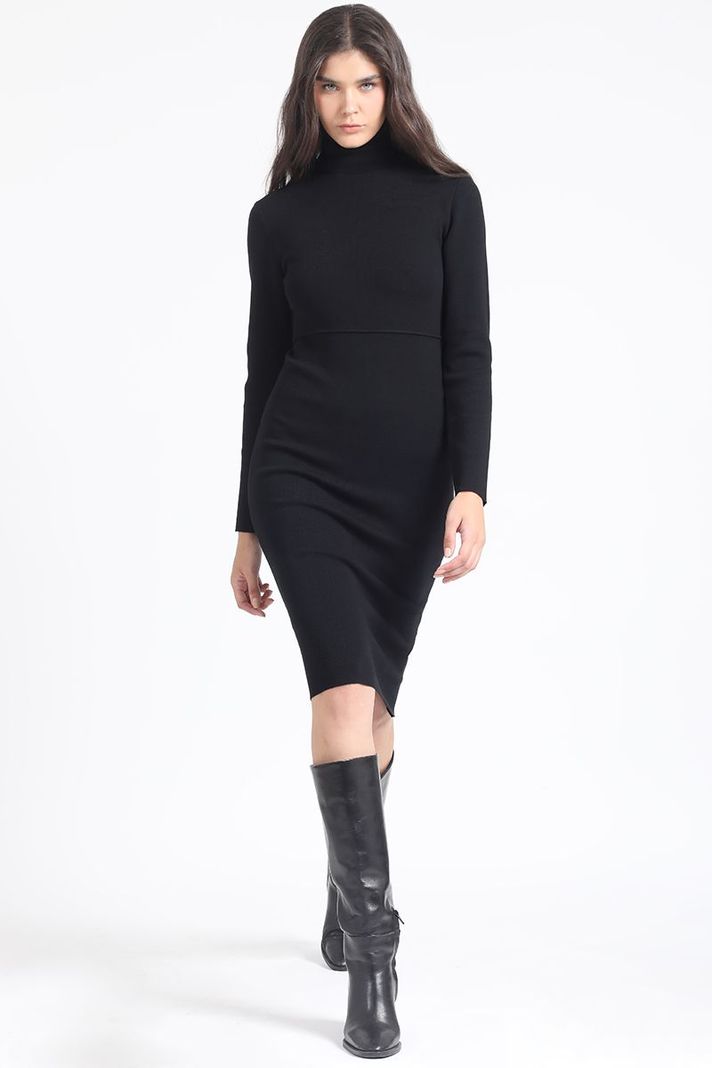 Vestido Midi Punto, Negro Liola-3