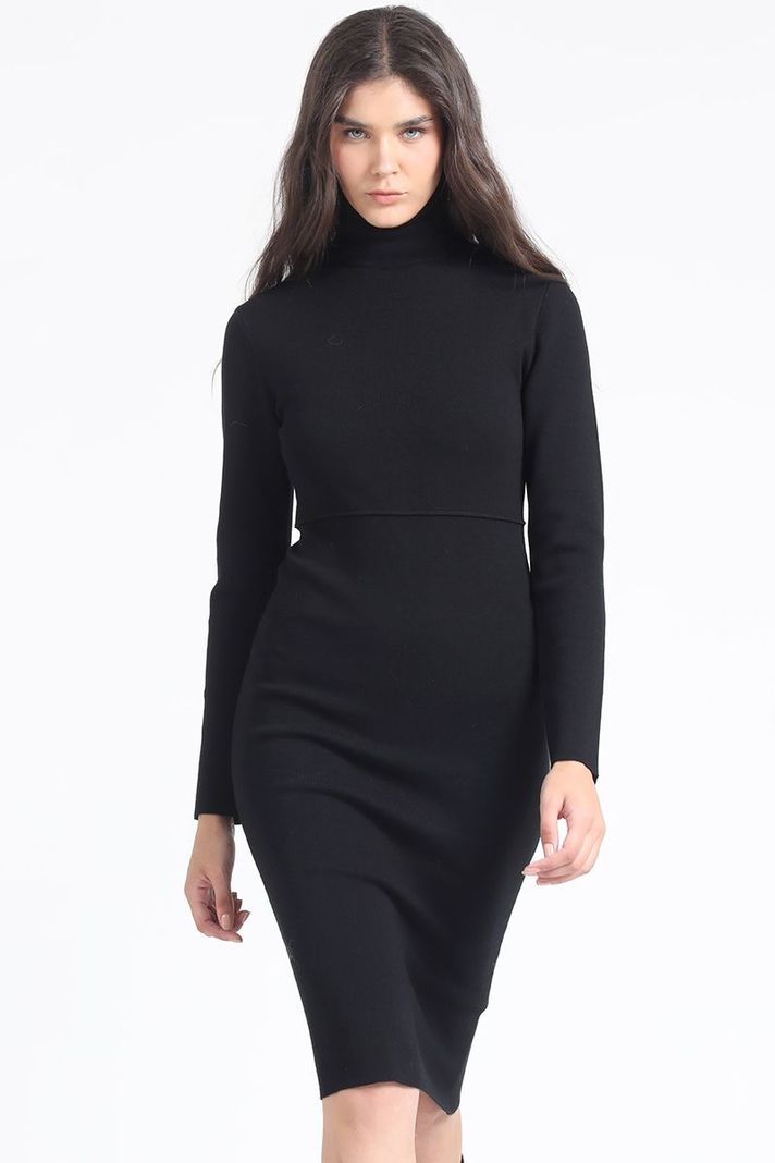 Vestido Midi Punto, Negro Liola-4