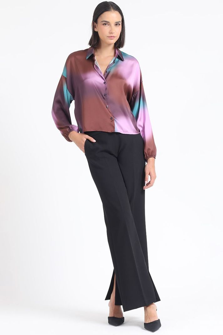Blusa Satin Estampado Manchas, Rosa Liola-1