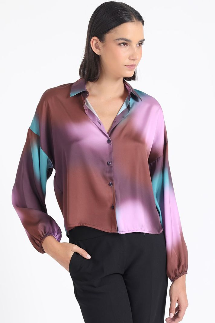 Blusa Satin Estampado Manchas, Rosa Liola-2