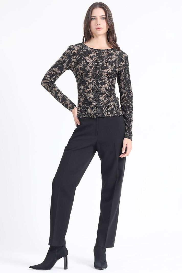 Polera Malla Estampada, Negro Liola-1