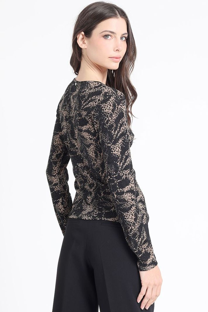 Polera Malla Estampada, Negro Liola-3