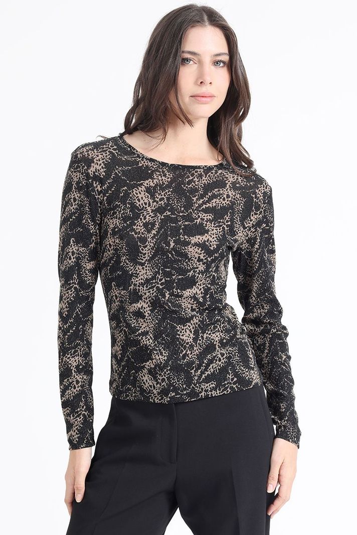 Polera Malla Estampada, Negro Liola-4