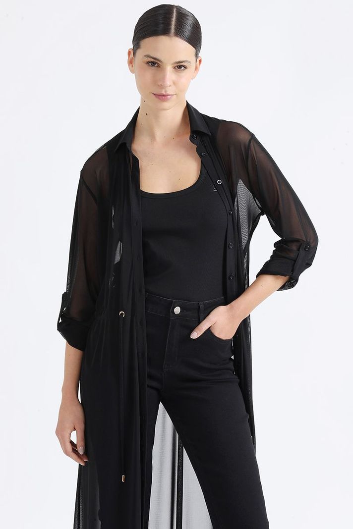 Tapado Malla Semi Transparente, Negro Liola-3