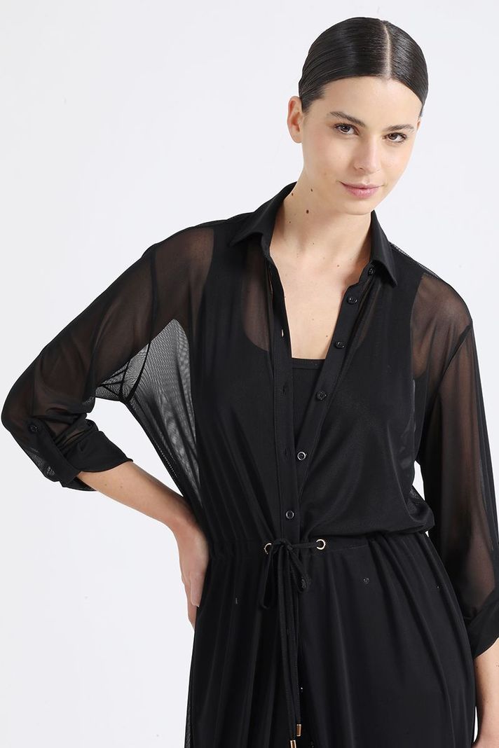 Tapado Malla Semi Transparente, Negro Liola-4