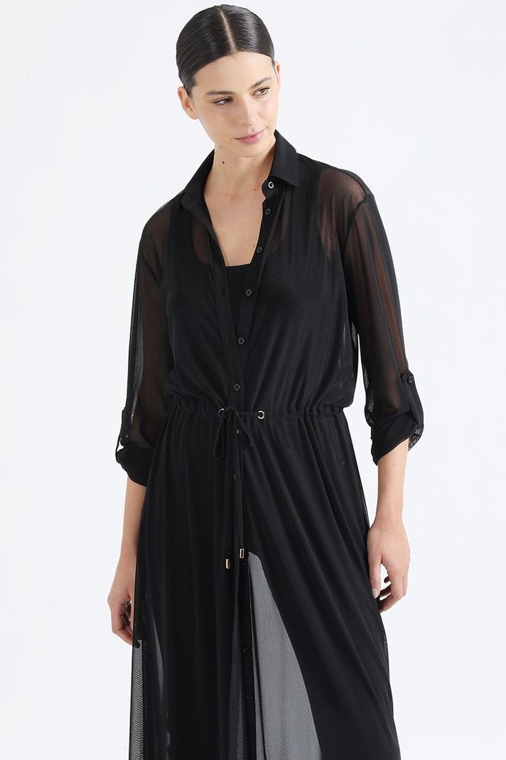 Tapado Malla Semi Transparente, Negro Liola-5