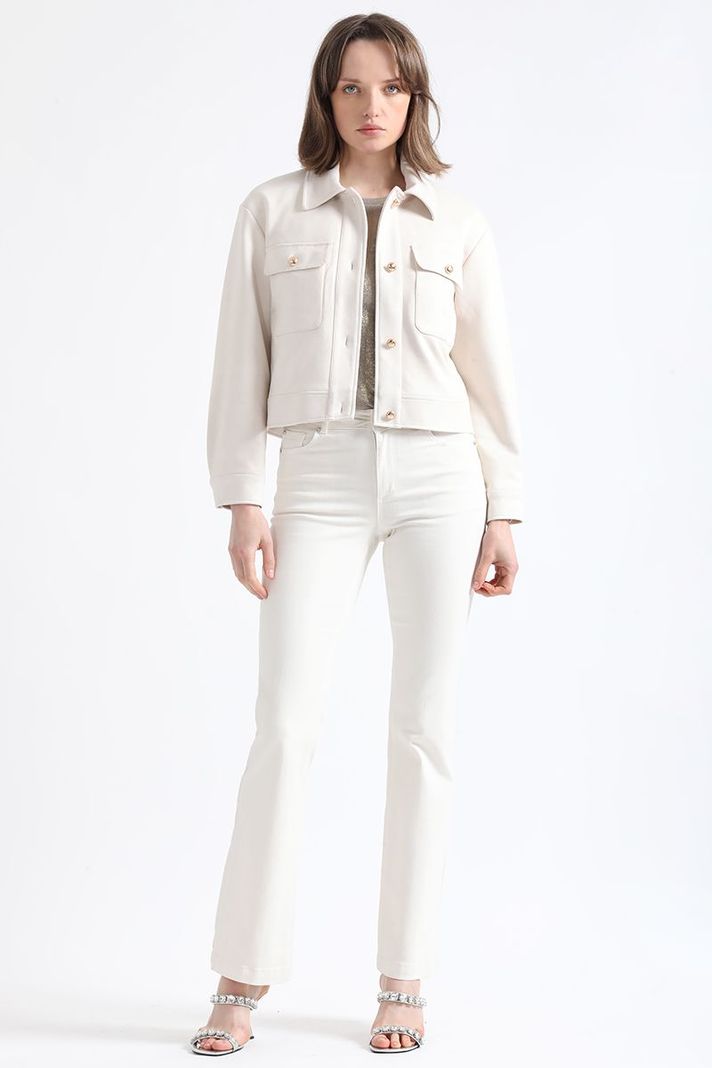 Chaqueta Cargo, Efecto Gamuza, Crudo Liola-1