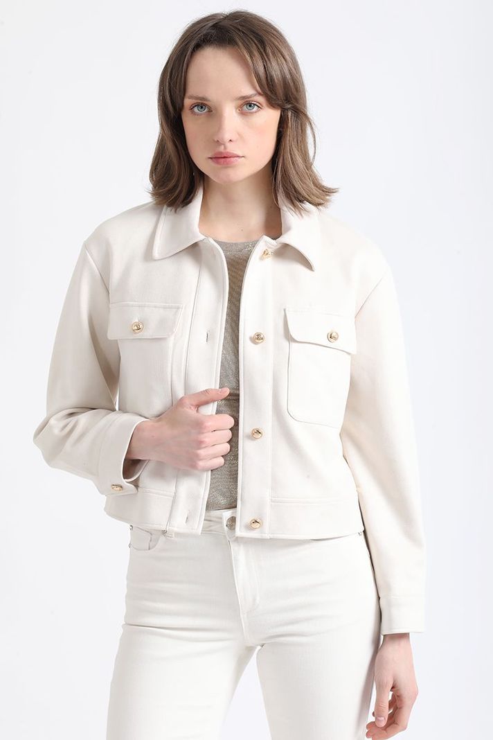 Chaqueta Cargo, Efecto Gamuza, Crudo Liola-2