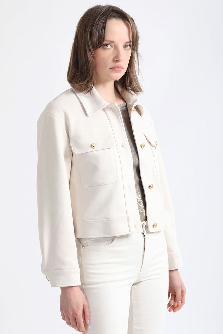 Chaqueta Cargo, Efecto Gamuza, Crudo Liola-3
