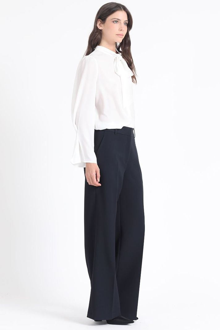 Pantalon Ancho, Tiro Alto, Azul Marino Liola-1