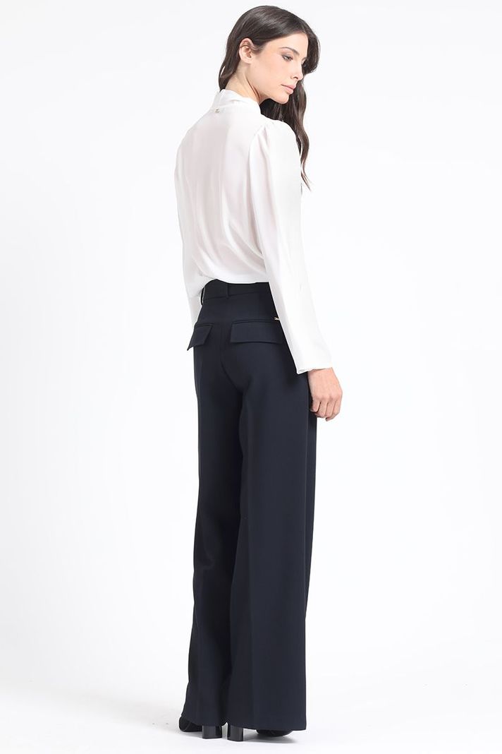 Pantalon Ancho, Tiro Alto, Azul Marino Liola-2