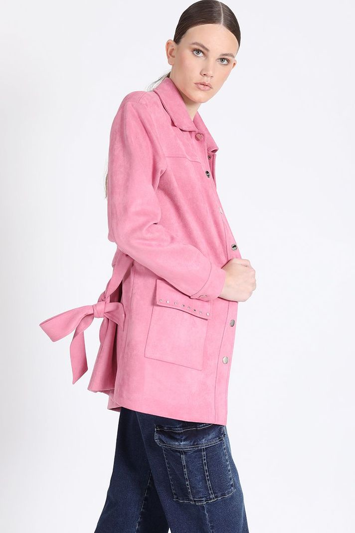 Chaqueta Cargo Efecto Gamuza, Rosa Liola-5