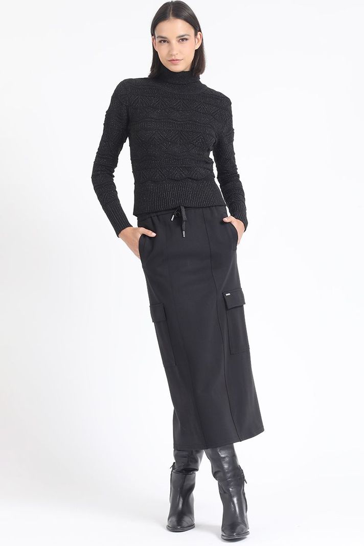 Sweater Tejido Fantasia Con Hilo Metalizado, Negro Liola-1