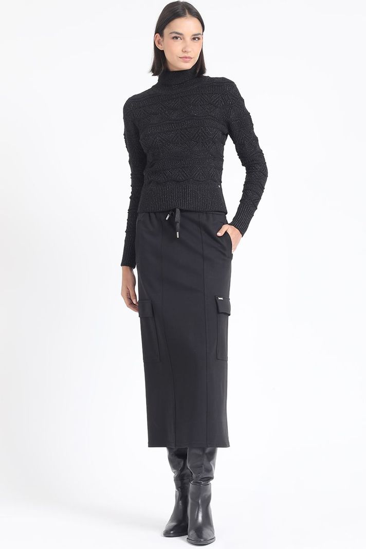 Sweater Tejido Fantasia Con Hilo Metalizado, Negro Liola-2