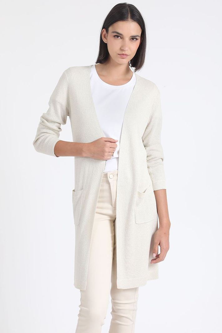 Tapado Tejido Punto Con Hilo Metalizado, Beige Liola-0