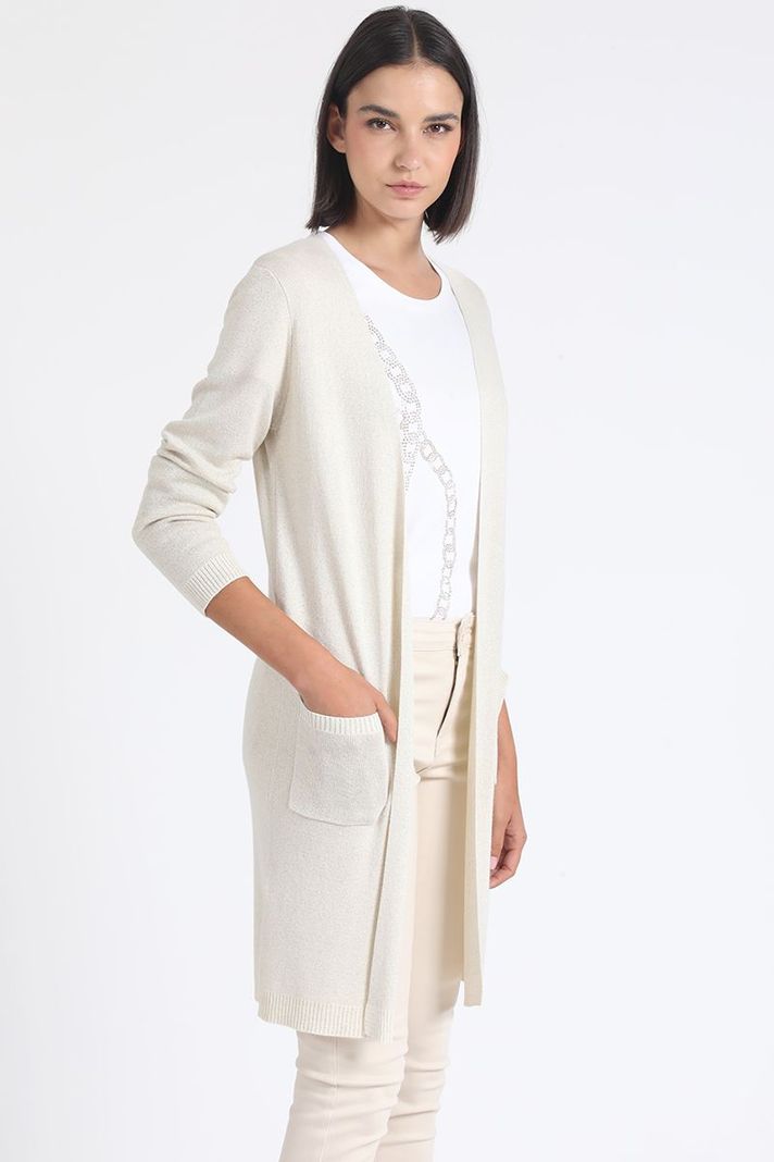 Tapado Tejido Punto Con Hilo Metalizado, Beige Liola-1