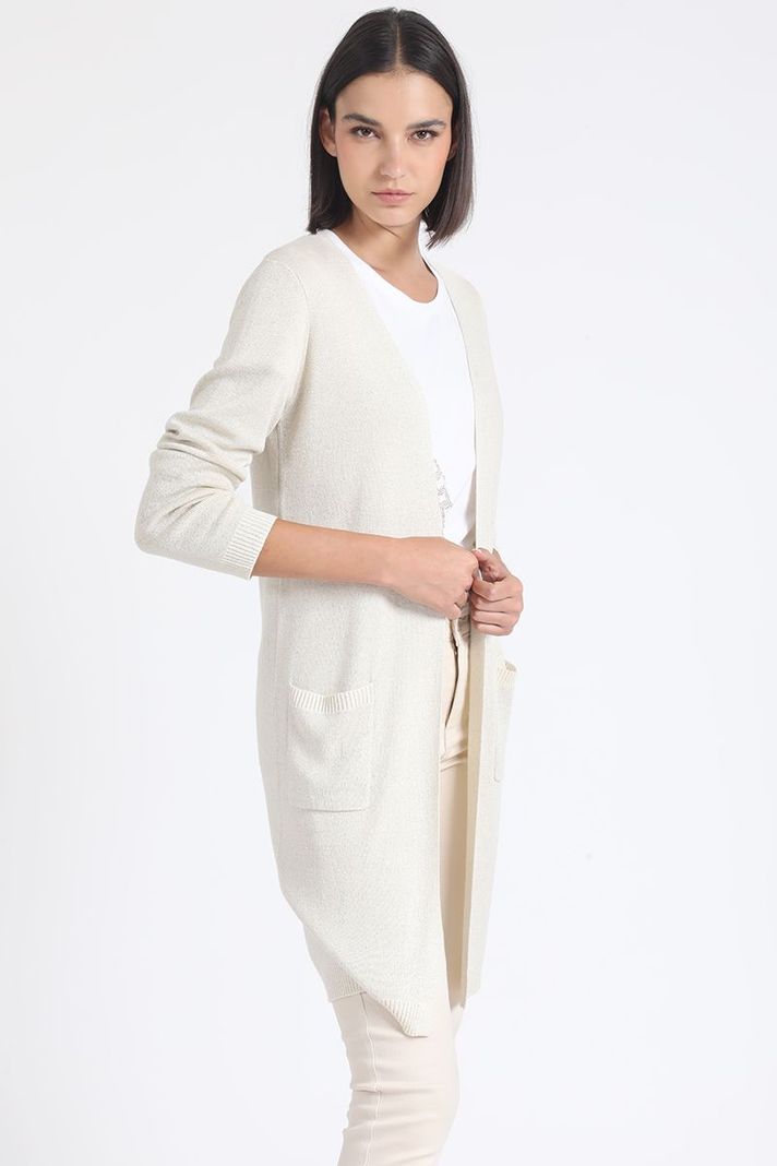 Tapado Tejido Punto Con Hilo Metalizado, Beige Liola-3