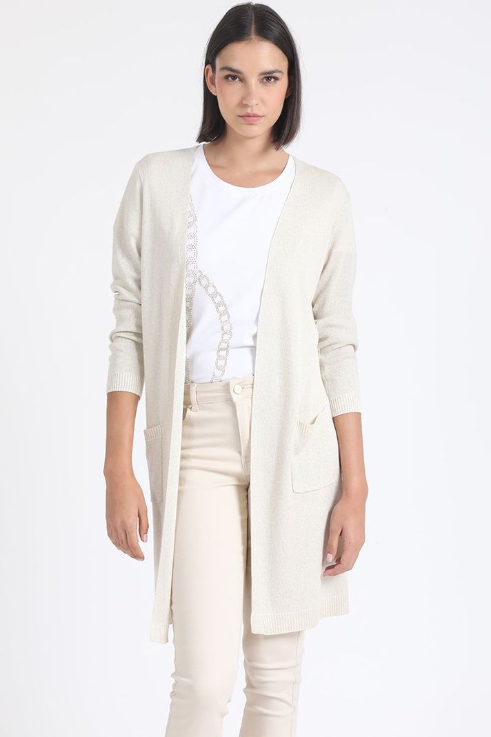 Tapado Tejido Punto Con Hilo Metalizado, Beige Liola-4