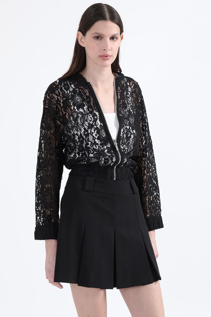Chaqueta Bomber Encaje, Negro Liola-0