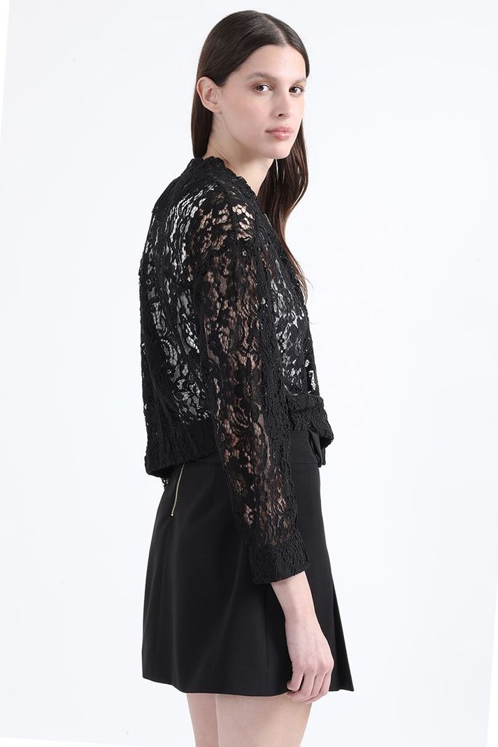 Chaqueta Bomber Encaje, Negro Liola-2