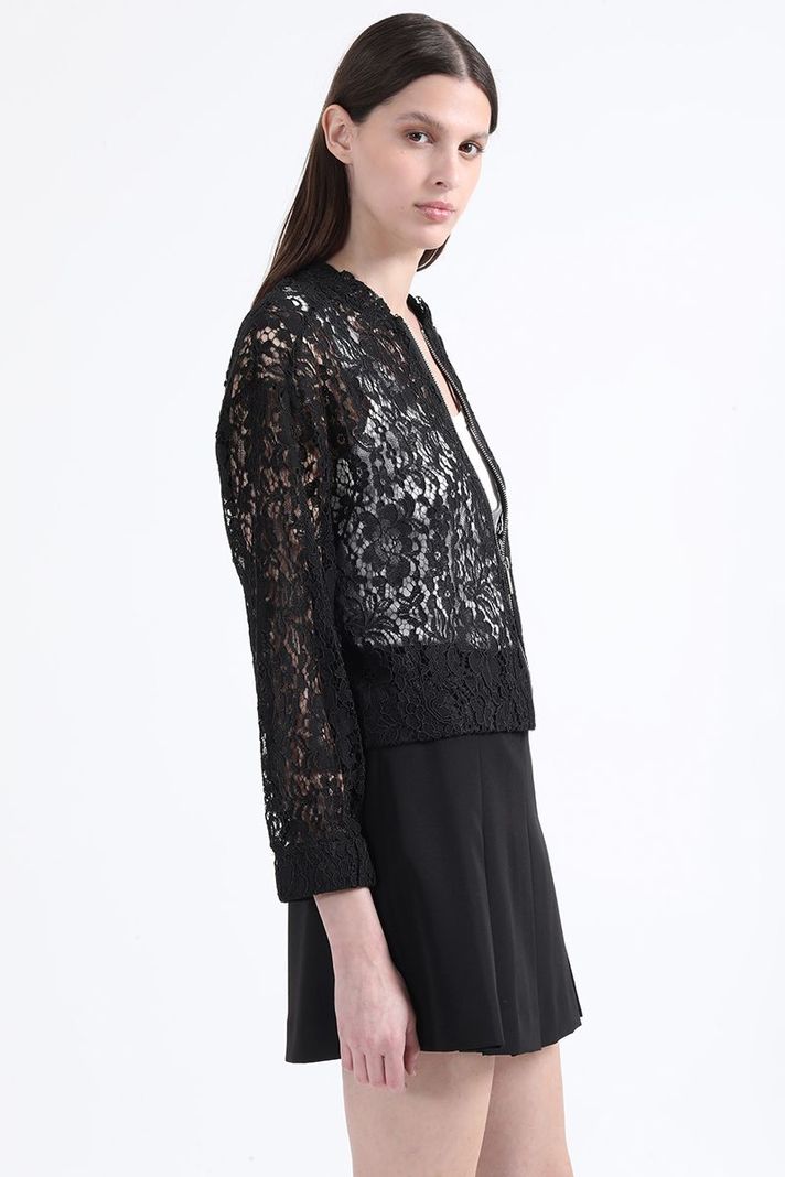 Chaqueta Bomber Encaje, Negro Liola-3