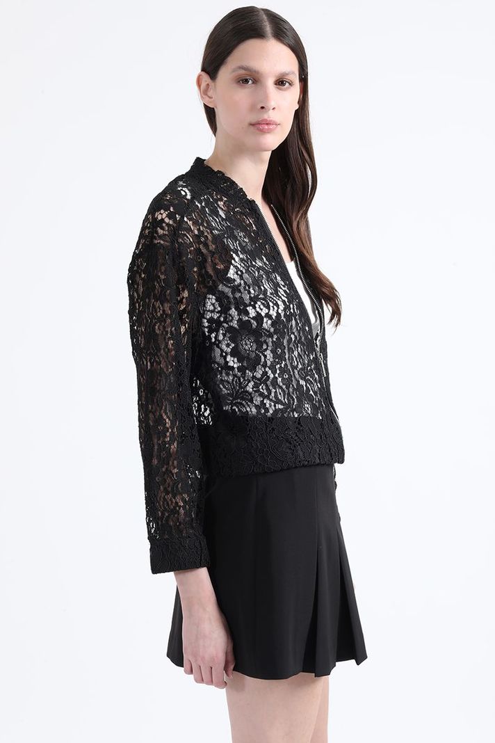 Chaqueta Bomber Encaje, Negro Liola-4