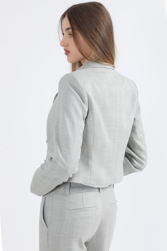Blazer Cropped Principe De Gales Lurex Verde/Perla Liola-2