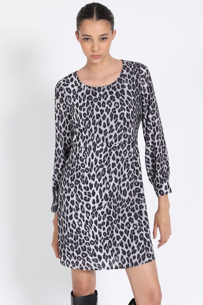 Vestido Estampado Animal, Gris Liola-0