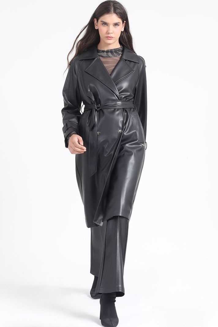 Trench Efecto Cuero, Negro Liola-1