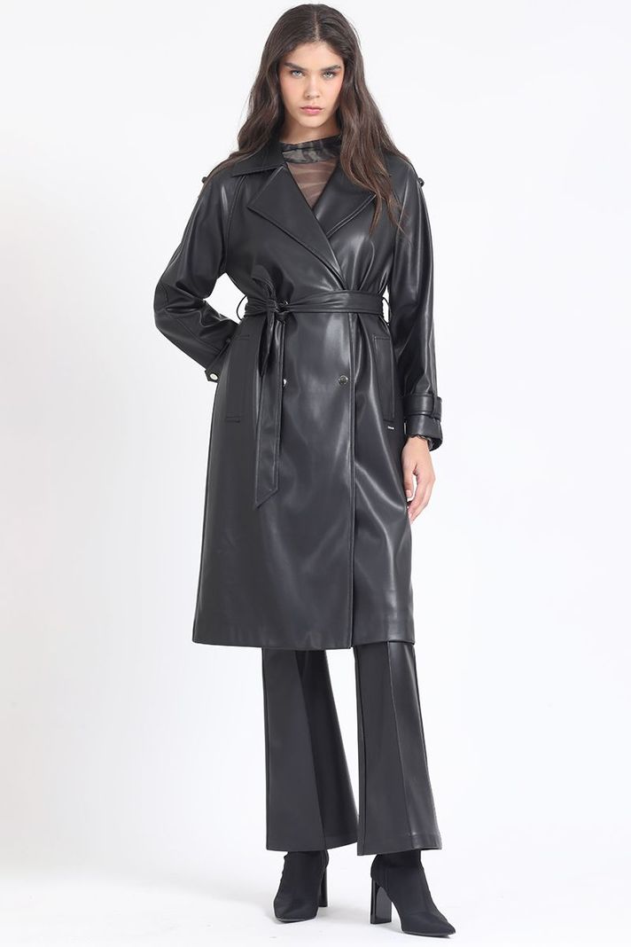 Trench Efecto Cuero, Negro Liola-2