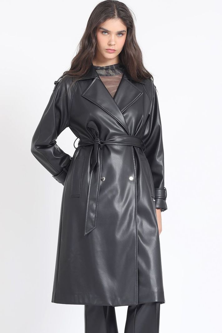 Trench Efecto Cuero, Negro Liola-3