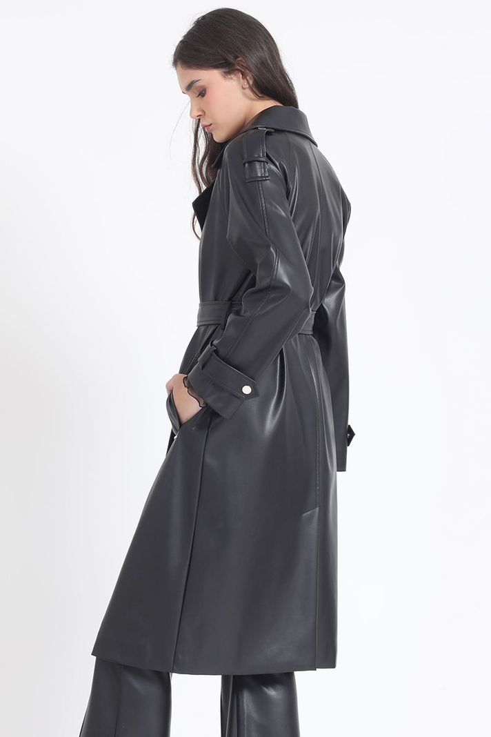 Trench Efecto Cuero, Negro Liola-5
