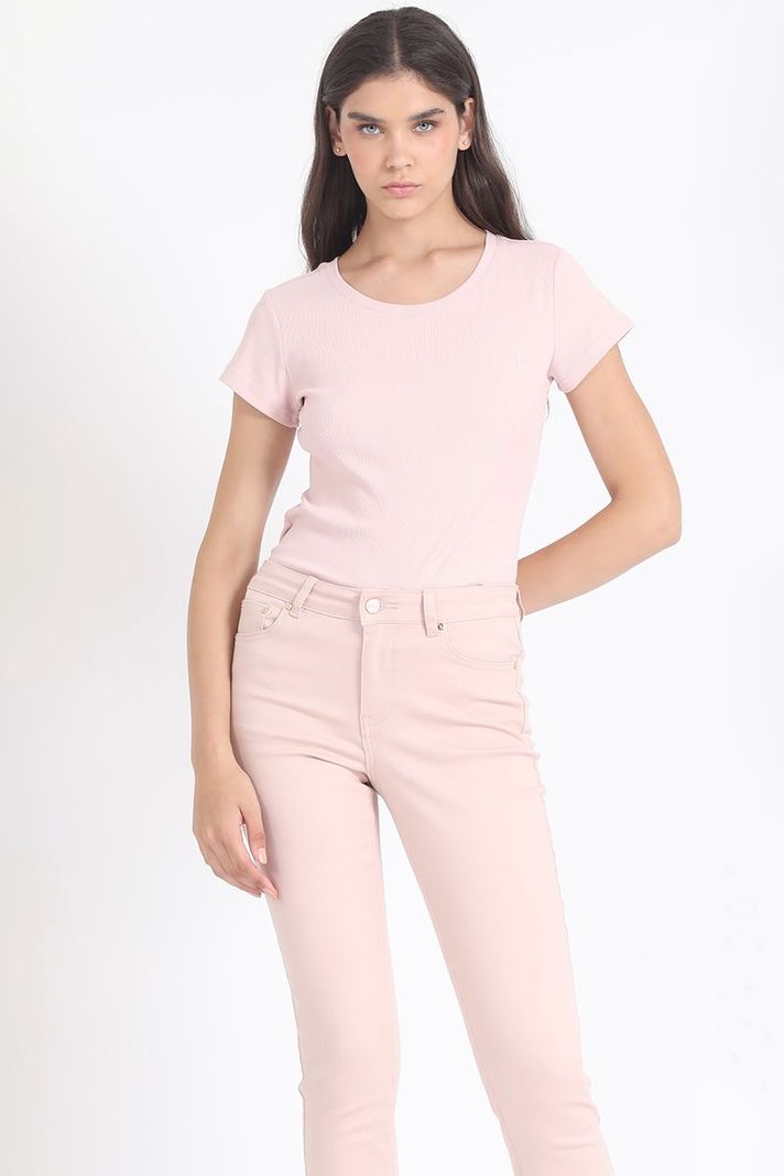Polera Basica Algodón Ribb, Rosa Liola-1