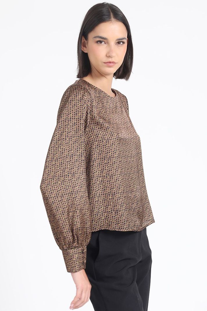 Blusa Satin Estampado Manchas, Cafe Liola-2