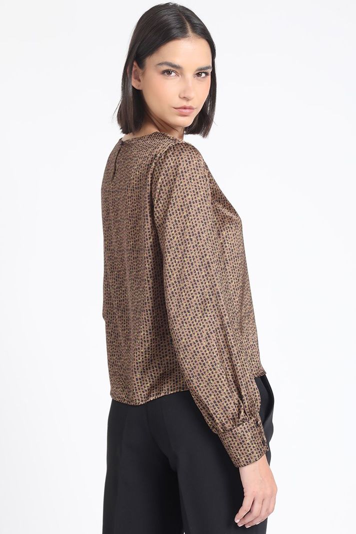 Blusa Satin Estampado Manchas, Cafe Liola-3