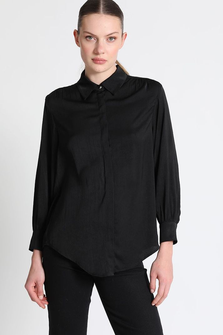 Blusa Camisera Gasa Negro Liola-0
