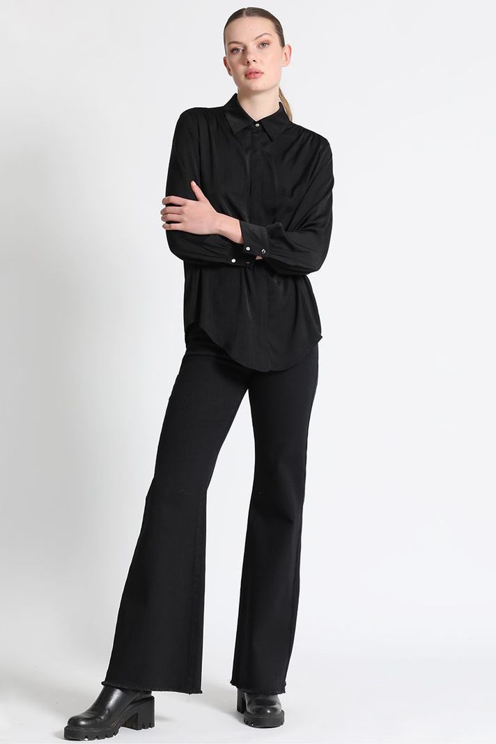 Blusa Camisera Gasa Negro Liola-1
