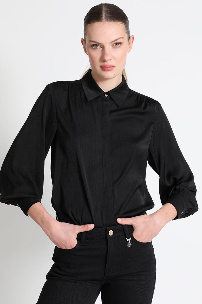Blusa Camisera Gasa Negro Liola-2