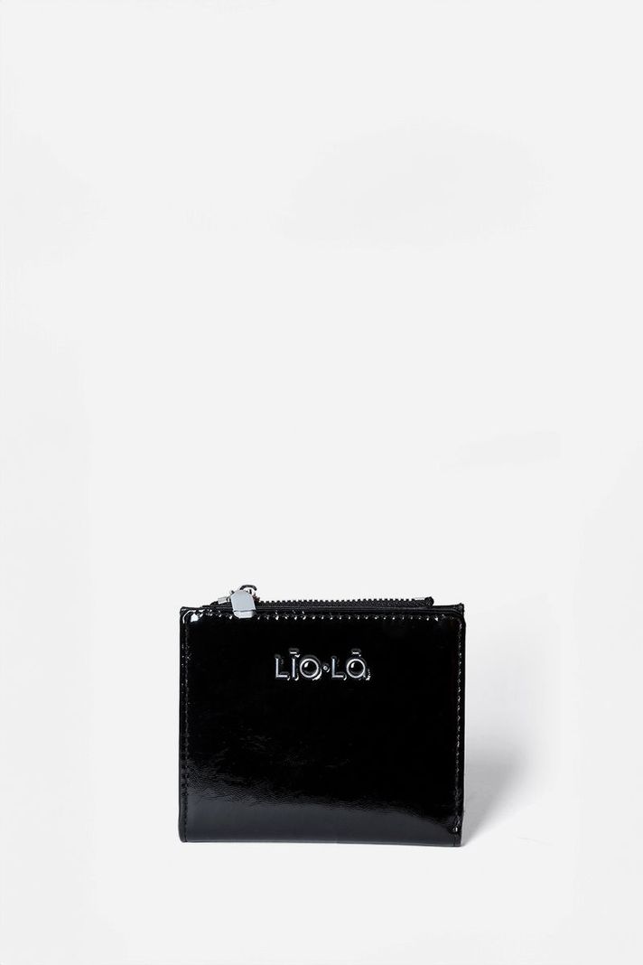 Billetera Pequeña, Charol Efecto Cuero,Negro Liola-0