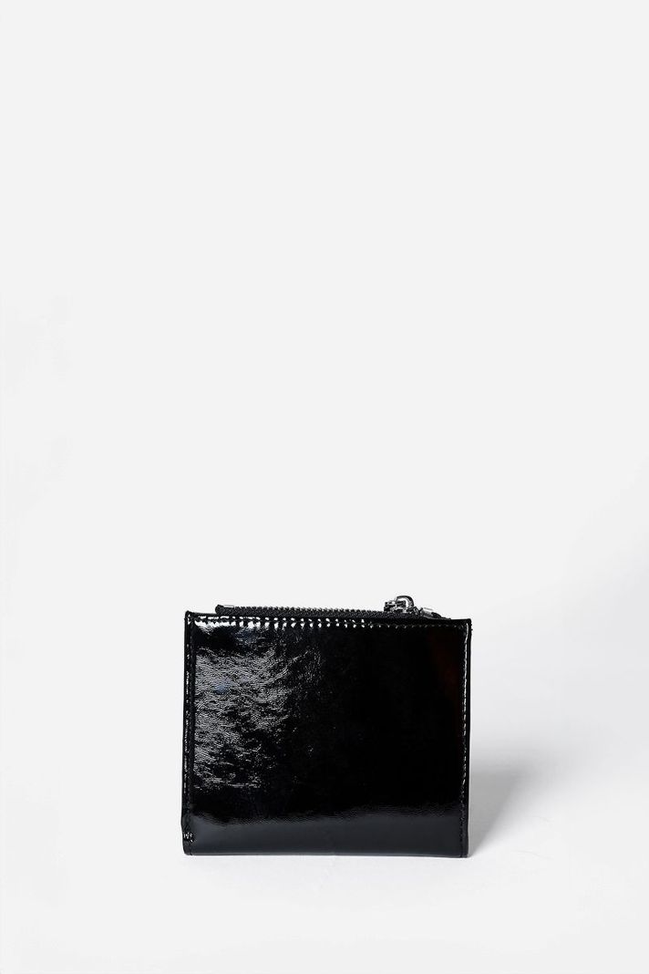 Billetera Pequeña, Charol Efecto Cuero,Negro Liola-2
